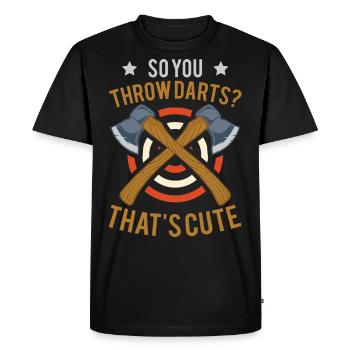 C’est drôle Alors tu lances des fléchettes ? C’est mignon pour Axe Thro - T-shirt Premium bio Homme - noir - Devant - Nico (187cm)