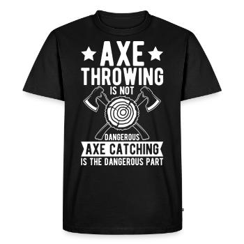 Le lancer de hache drôle n’est pas dangereux Accrocher la hache I - T-shirt Premium bio Homme - noir - Devant - Nico (187cm)