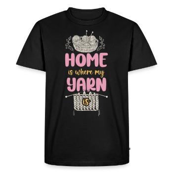 Tricoter Tricoter à la maison est l’endroit où mon - T-shirt Premium bio Homme - noir - Devant - Nico (187cm)