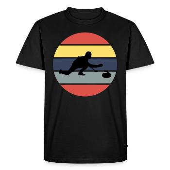 Stone Curling Winter Sport 80s Style Retro Vintage - T-shirt Premium bio Homme - noir - Devant - Nico (187cm)
