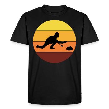 Stone Curling Winter Sport 80s Style Retro Vintage - T-shirt Premium bio Homme - noir - Devant - Nico (187cm)