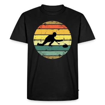 Stone Curling Winter Sport 80s Style Retro Vintage - T-shirt Premium bio Homme - noir - Devant - Nico (187cm)