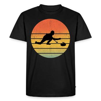 Stone Curling Winter Sport 80s Style Retro Vintage - T-shirt Premium bio Homme - noir - Devant - Nico (187cm)