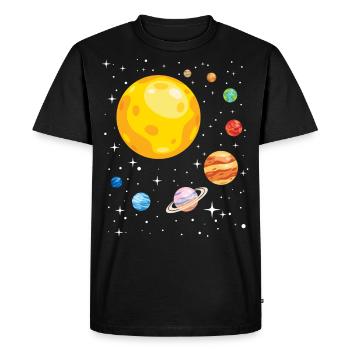 Système solaire pour étudiant en astronomie - T-shirt Premium bio Homme - noir - Devant - Nico (187cm)