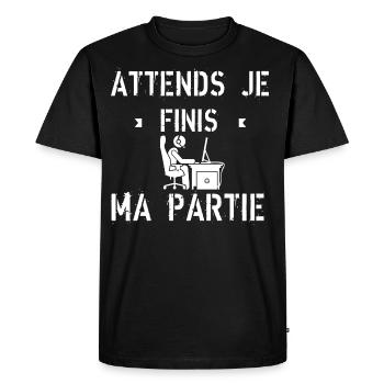 Attend je finis ma partie - T-shirt Premium bio Homme - noir - Devant - Nico (187cm)