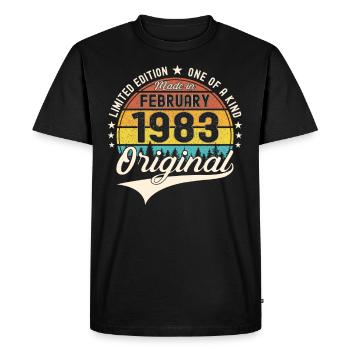 Original Février Année 1983 40e anniversaire Homme - T-shirt Premium bio Homme - noir - Devant - Nico (187cm)