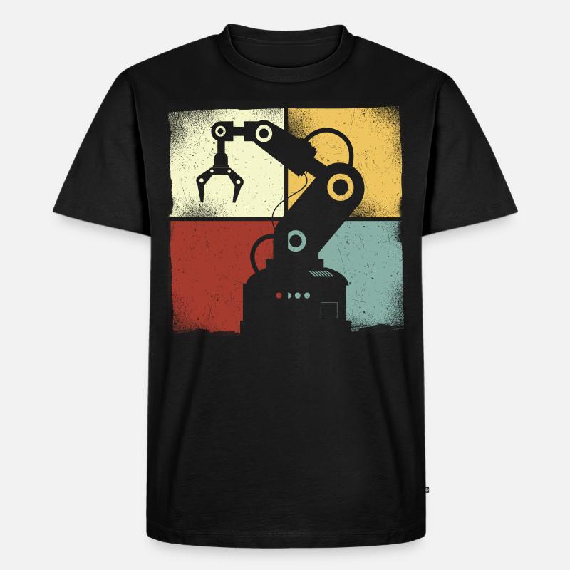 Robot Robotics Engineer Retro - Männer Premium Bio T-Shirt - Schwarz