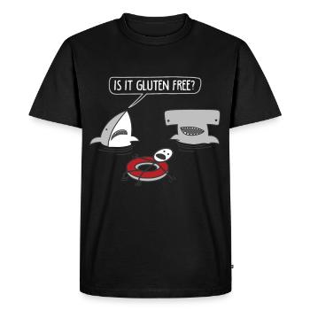 C’est drôle est-ce sans gluten? Pour les amateurs de gluten - T-shirt Premium bio Homme - noir - Devant - Nico (187cm)