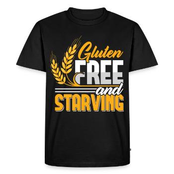 Funny Gluten Free and Starving - Men's Premium Organic T-Shirt - black - Front - Nico (187cm)