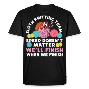 Knitting Knitter Sloth Sloth - Men's Premium Organic T-Shirt - black - Front - Nico (187cm)