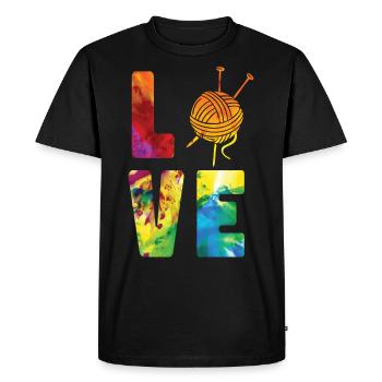 Tricoter Tricoter Aquarelle Amour - T-shirt Premium bio Homme - noir - Devant - Nico (187cm)