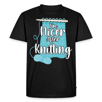 Knitting Knitter I'm Nicer After - Men's Premium Organic T-Shirt - black - Front - Nico (187cm)