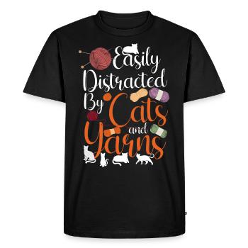 Knitting Knitter Cat Easily - Men's Premium Organic T-Shirt - black - Front - Nico (187cm)