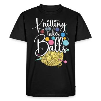 Tricoter Tricoter Tricoter Prend - T-shirt Premium bio Homme - noir - Devant - Nico (187cm)