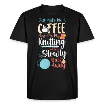Tricoter du café tricoté juste faire - T-shirt Premium bio Homme - noir - Devant - Nico (187cm)