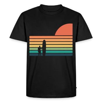 Surfer at sunset, colorful theme - Men's Premium Organic T-Shirt - black - Front - Nico (187cm)