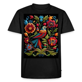 Oiseaux et fleurs - T-shirt Premium bio Homme - noir - Devant - Nico (187cm)