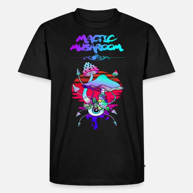 Magic Mushroom Sunset - Männer Premium Bio T-Shirt - Schwarz