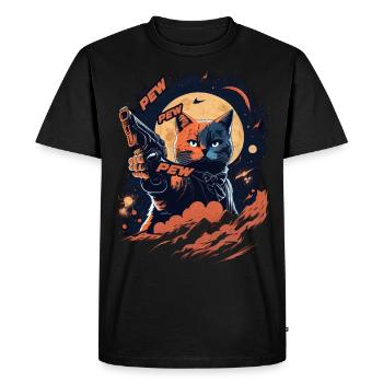Pew Pew Pew - Men's Premium Organic T-Shirt - black - Front - Nico (187cm)