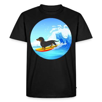 Teckel Propriétaire Beach Dog Surfing Surfboard Surfer - T-shirt Premium bio Homme - noir - Devant - Nico (187cm)