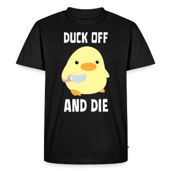 Duck Off And Die - Canard au couteau Ente mit Messer - T-shirt Premium bio Homme - noir - Devant - Nico (187cm)