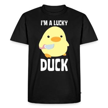 I’m A Lucky Duck - Canard au couteau Ente mit Messer - T-shirt Premium bio Homme - noir - Devant - Nico (187cm)