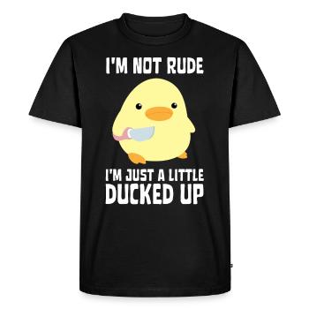 Ducked Up - Canard au couteau Ente mit Messer - T-shirt Premium bio Homme - noir - Devant - Nico (187cm)