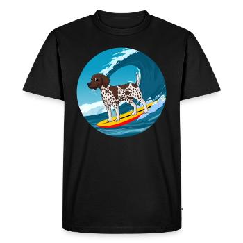 Pointeur allemand à poil court Chien Surf Vagues de mer - T-shirt Premium bio Homme - noir - Devant - Nico (187cm)