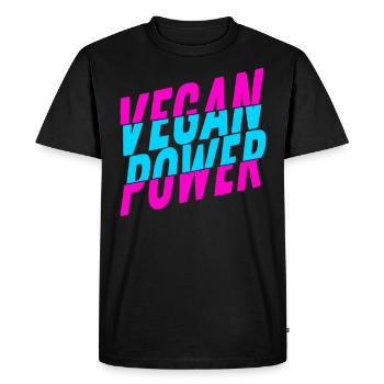 Puissance végétalienne, athlète végétalienne, sportive végétalienne - T-shirt Premium bio Homme - noir - Devant - Nico (187cm)