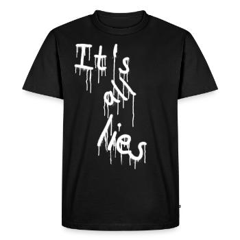 Slogan Slogans Spray Read Lies Lie Sprayer - T-shirt Premium bio Homme - noir - Devant - Nico (187cm)