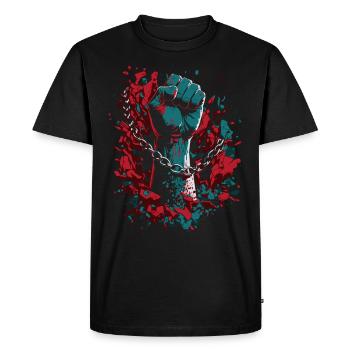 Poing des chaînes - Mois de l’histoire des Noirs Juneteenth - T-shirt Premium bio Homme - noir - Devant - Nico (187cm)