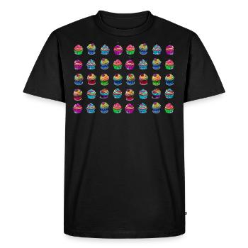 Beaucoup de tartelettes muffins colorées - T-shirt Premium bio Homme - noir - Devant - Nico (187cm)