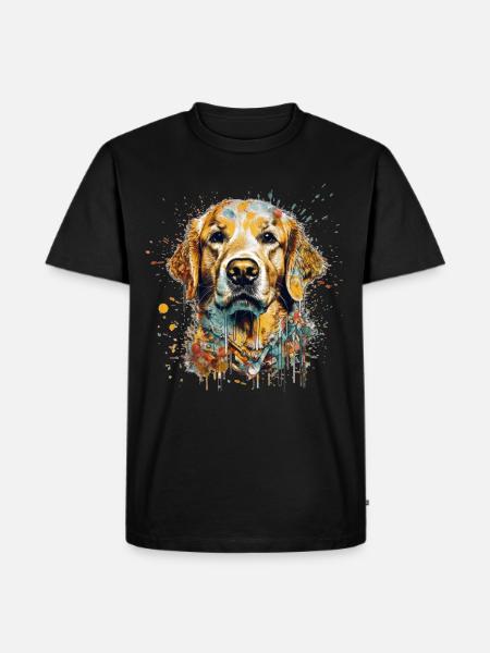 Golden Retriever - Männer Premium Bio T-Shirt - Schwarz