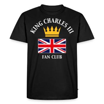 King Charles 3rd – Fan Club (Fan Art / 4C) - Men's Premium Organic T-Shirt - black - Front - Nico (187cm)