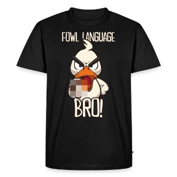 Fowl Language Funny duck with middle finger saying - Men's Premium Organic T-Shirt - black - Front - Nico (187cm)