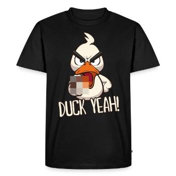 Canard oui ! Drôle de canard avec un doigt d’honneur - T-shirt Premium bio Homme - noir - Devant - Nico (187cm)
