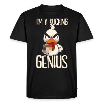 Je suis un canard drôle de génie esquivant avec un doigt d’honneur - T-shirt Premium bio Homme - noir - Devant - Nico (187cm)
