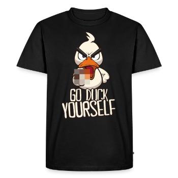 Go Duck Yourself Funny duck with middle finger - Men's Premium Organic T-Shirt - black - Front - Nico (187cm)