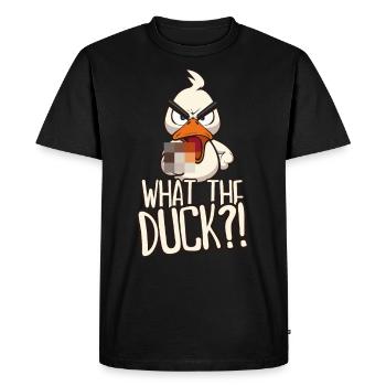 Ce que dit le canard Drôle de canard avec un doigt d’honneur - T-shirt Premium bio Homme - noir - Devant - Nico (187cm)
