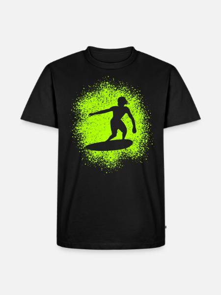 Skimboarding Skimboarder Surfer Silhouette - Men's Premium Organic T-Shirt - black
