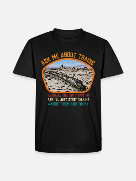Ask me about trains - Men's Premium Organic T-Shirt - black