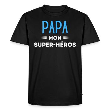 Papa mon super héros - T-shirt Premium bio Homme - noir - Devant - Nico (187cm)