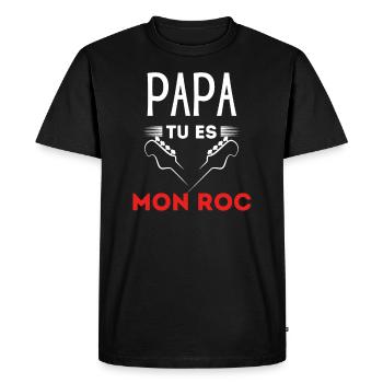 Papa tu es mon roc - T-shirt Premium bio Homme - noir - Devant - Nico (187cm)