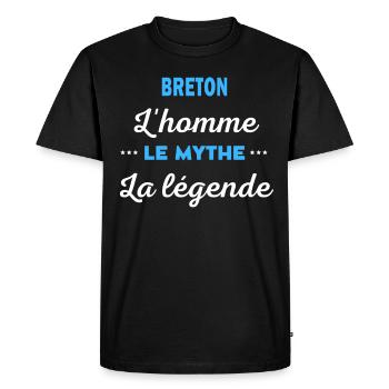 BRETON homme mythe légende - T-shirt Premium bio Homme - noir - Devant - Nico (187cm)