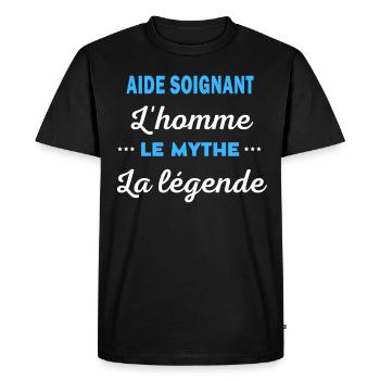 AIDE SOIGNANT homme mythe légende - T-shirt Premium bio Homme - noir - Devant - Nico (187cm)