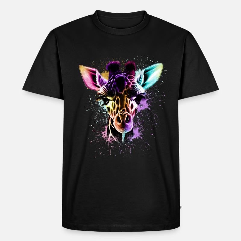 Giraffe - Männer Premium Bio T-Shirt - Schwarz
