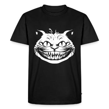 Verrückte Grinsekatze - Crazy Cheshire Cat Face - Men's Premium Organic T-Shirt - black - Front - Nico (187cm)