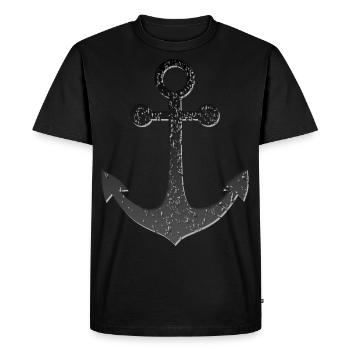 Ancre, noir et gris, aspect usé - T-shirt Premium bio Homme - noir - Devant - Nico (187cm)