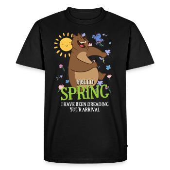 Bonjour Spring, j’ai redouté votre arrivée - T-shirt Premium bio Homme - noir - Devant - Nico (187cm)