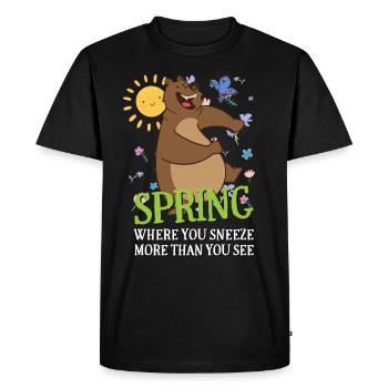 Printemps où vous éternuez plus que vous ne voyez l’allergie - T-shirt Premium bio Homme - noir - Devant - Nico (187cm)